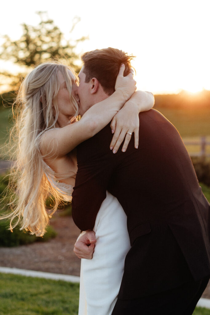 Bride and Groom at Carter Valley Ranch, Blonde bride and groom in tux