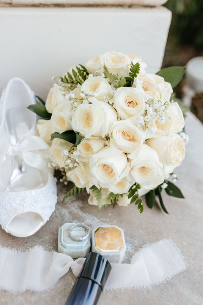 white roses bouquet | The manor estate wedding venue