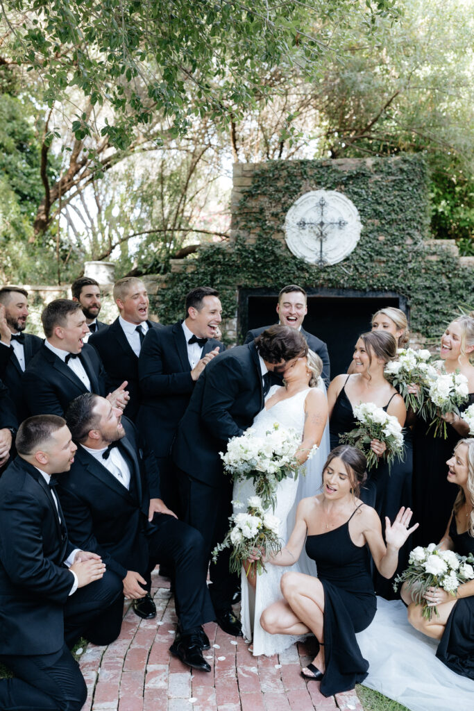 bridal party cheering 