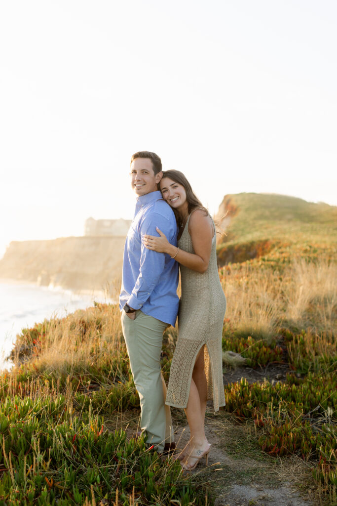 Carmel engagement photos on beach at sunset