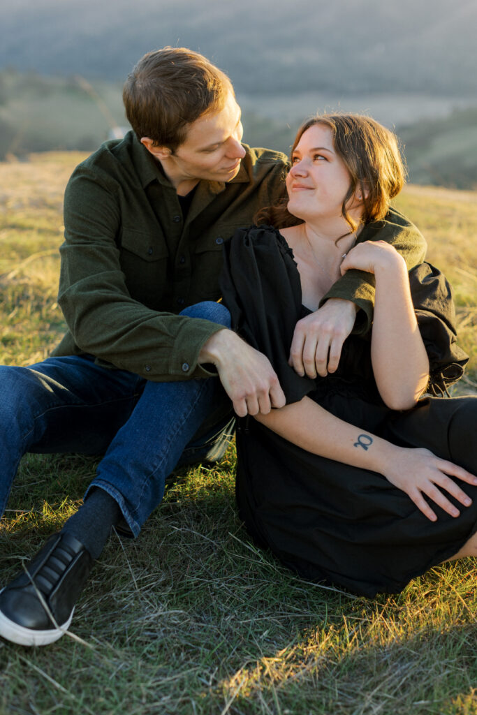 Black dress engagement session 