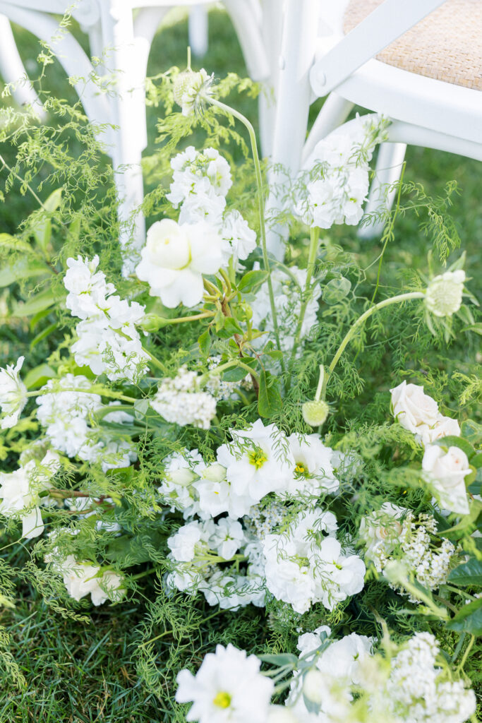 white ceremony chair with flowers at silverado resort