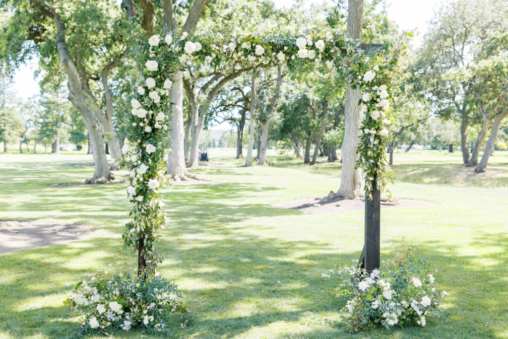 white ceremony chair with flowers at silverado resort