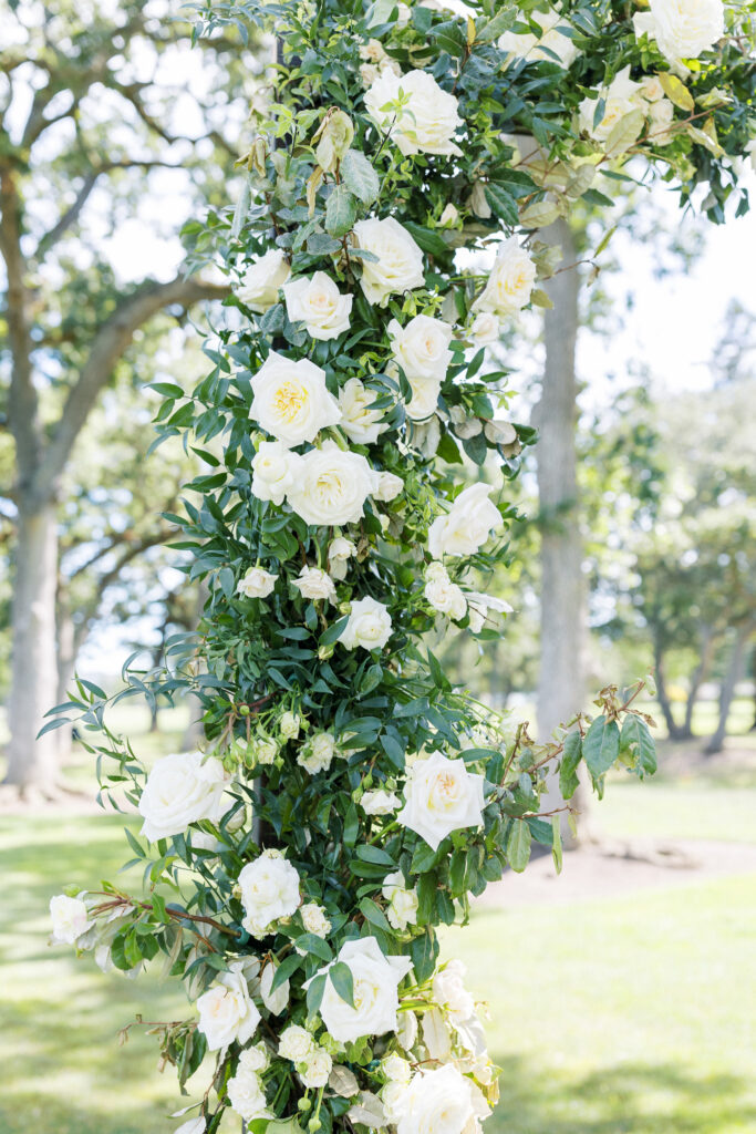 white ceremony chair with flowers at silverado resort