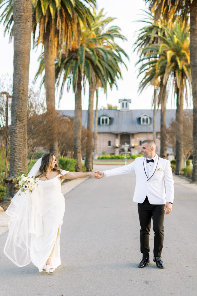 Bride and groom at the Palm Event Center In Livermore, Golden hour photo