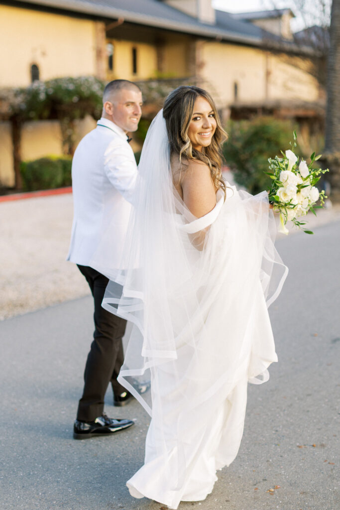 Bride and groom at the Palm Event Center In Livermore, Golden hour photo