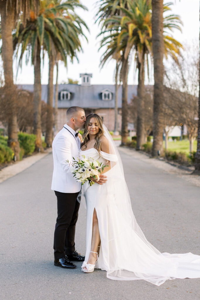 Bride and groom at the Palm Event Center In Livermore, Golden hour photo