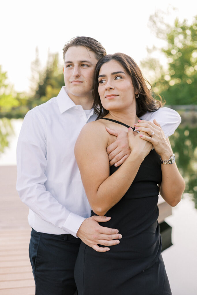 Black dress engagement session outdoors | Sacramento engagement session locations