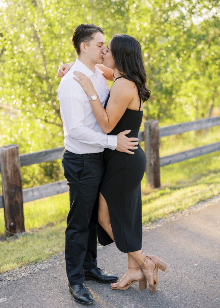 Black dress engagement session outdoors | Sacramento engagement session locations