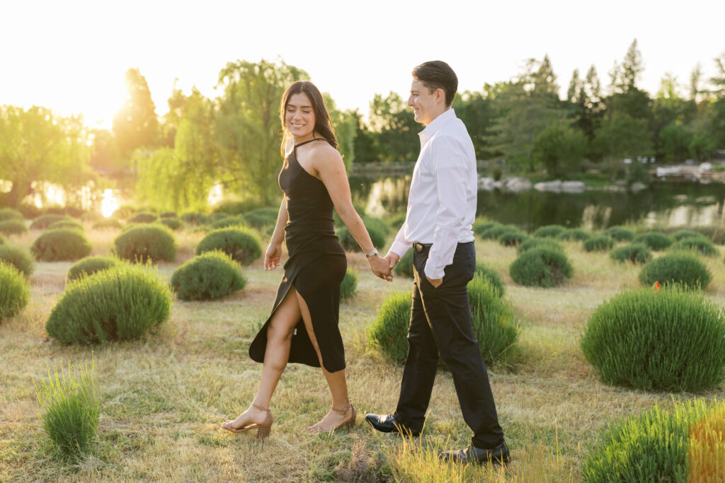 Golden hour engagement Session at Bywater Hollow Lavender Farm