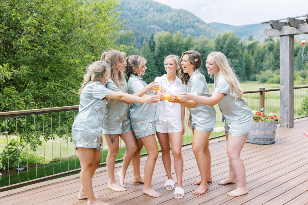 Sandpoint Idaho Wedding at Schweitzer  Mountain resort | Bride in PJ pictures