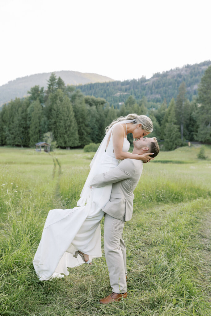 Sandpoint Idaho Wedding at Schweitzer  Mountain resort | Bride and Groom Portraits