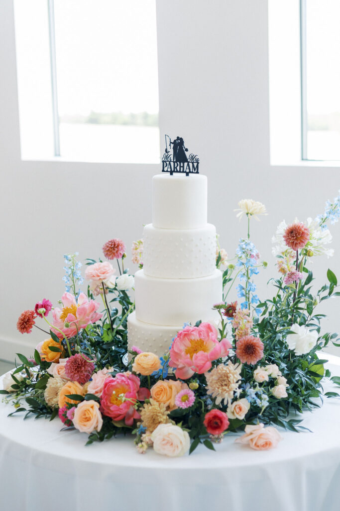Carter Valley Ranch wedding cake with flower meadow