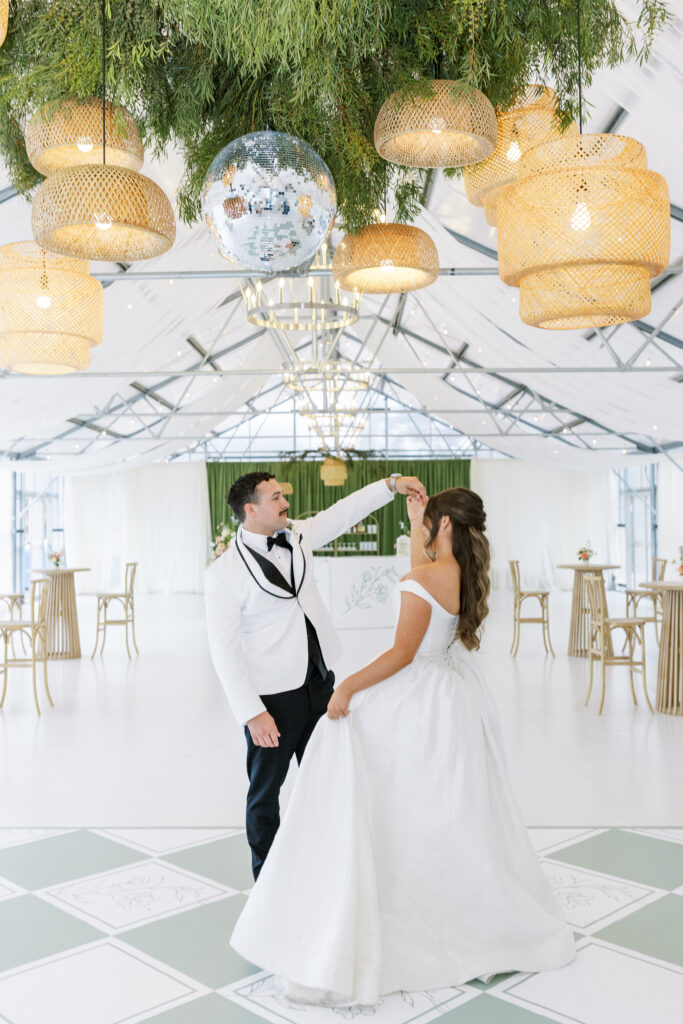 Luxury reception dancefloor with florals at Eagle Oak Ranch Paso Robles wedding venue