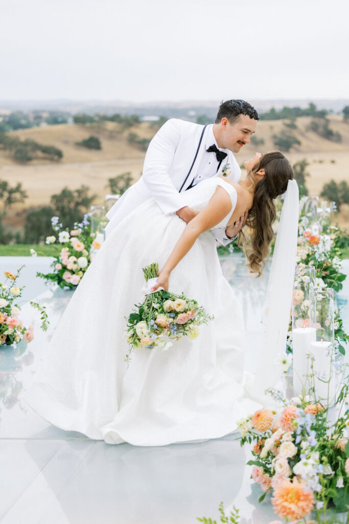 Elegant ceremony design at Paso Robles vineyard wedding venue Eagle Oak Ranch
