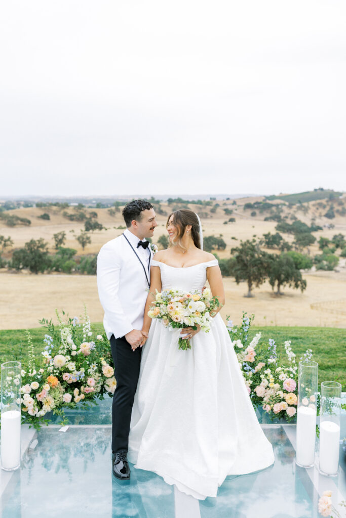 Ceremony Aisle Over water with bride and groom