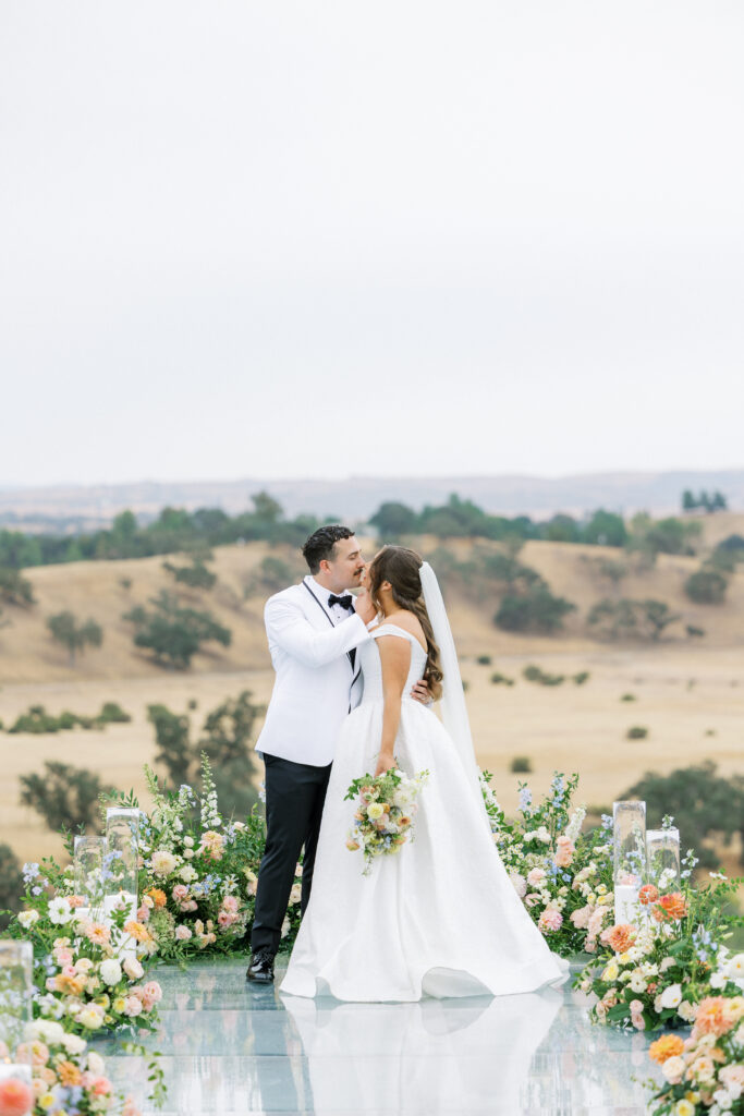 Ceremony Aisle Over water with bride and groom