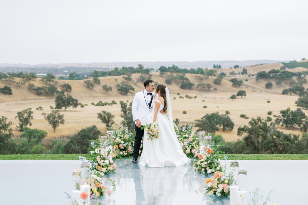 Romantic couple portrait at Eagle Oak Ranch, Paso Robles luxury wedding venue