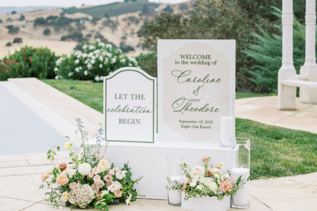 Outdoor ceremony at Eagle Oak Ranch with vineyard views in Paso Robles
