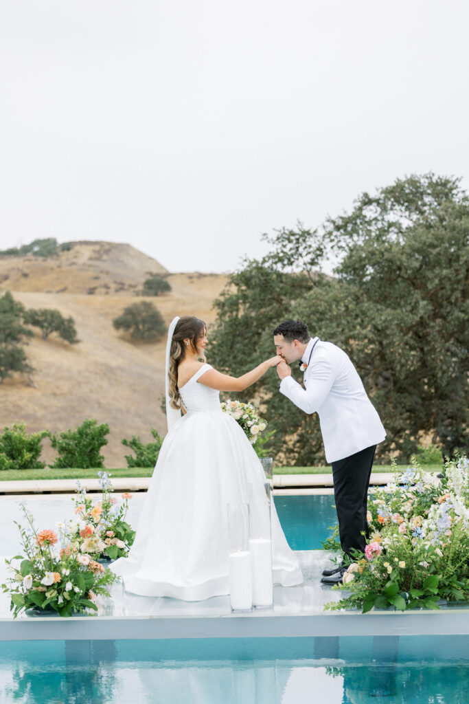 Ceremony Aisle Over water with bride and groom