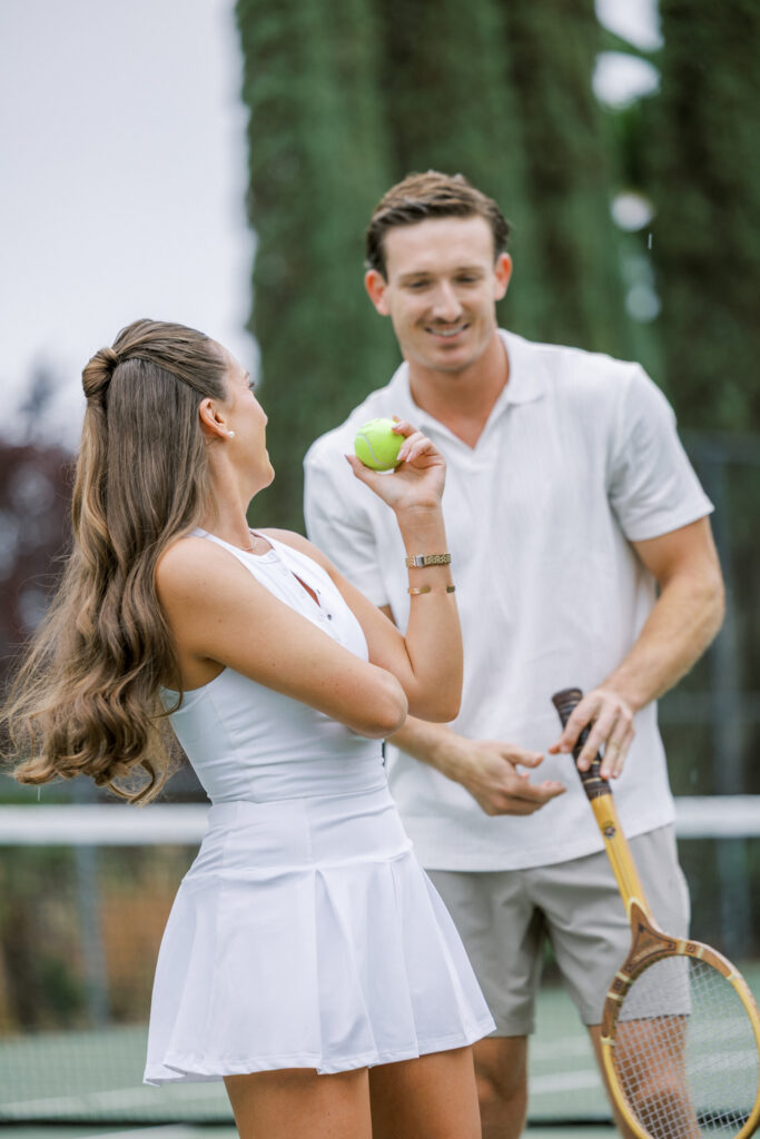 Central California wedding photographer captures unique tennis engagement session at Eagle Oak Ranch