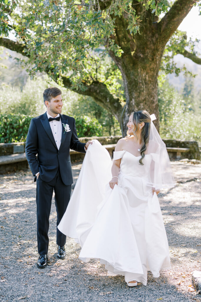 Classic bridal portrait featuring A-line gown and bow veil by Marin wedding photographer Shannon Bryn Photo
