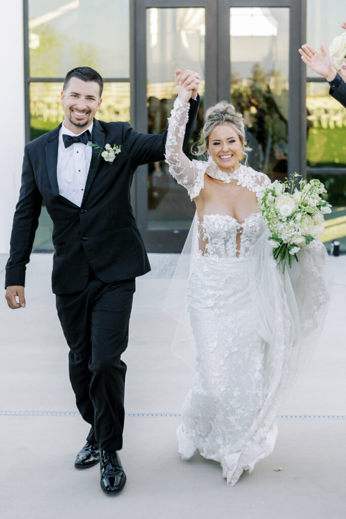 Romantic sunset portraits of the bride and groom on The Margaux’s open lawn, photographed by Fresno wedding photographer Shannon Bryn photo