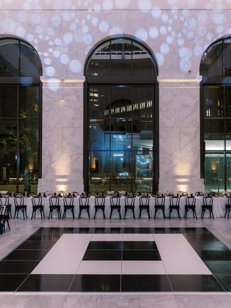 Luxury wedding reception décor at the Conservatory at One Sansome in San Francisco