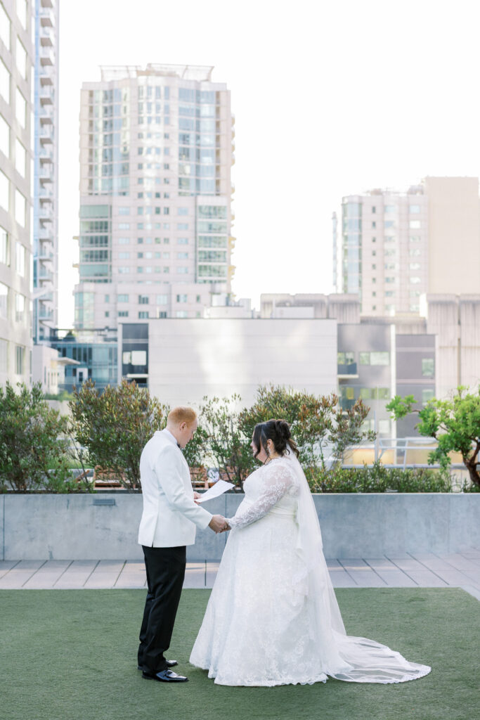 Couple sharing first-look moment captured by a luxury SF wedding photographer