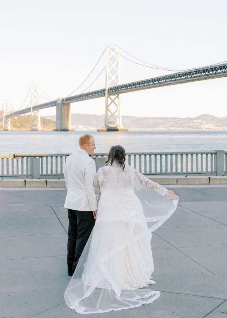 Couple sharing first-look moment captured by a luxury SF wedding photographer
