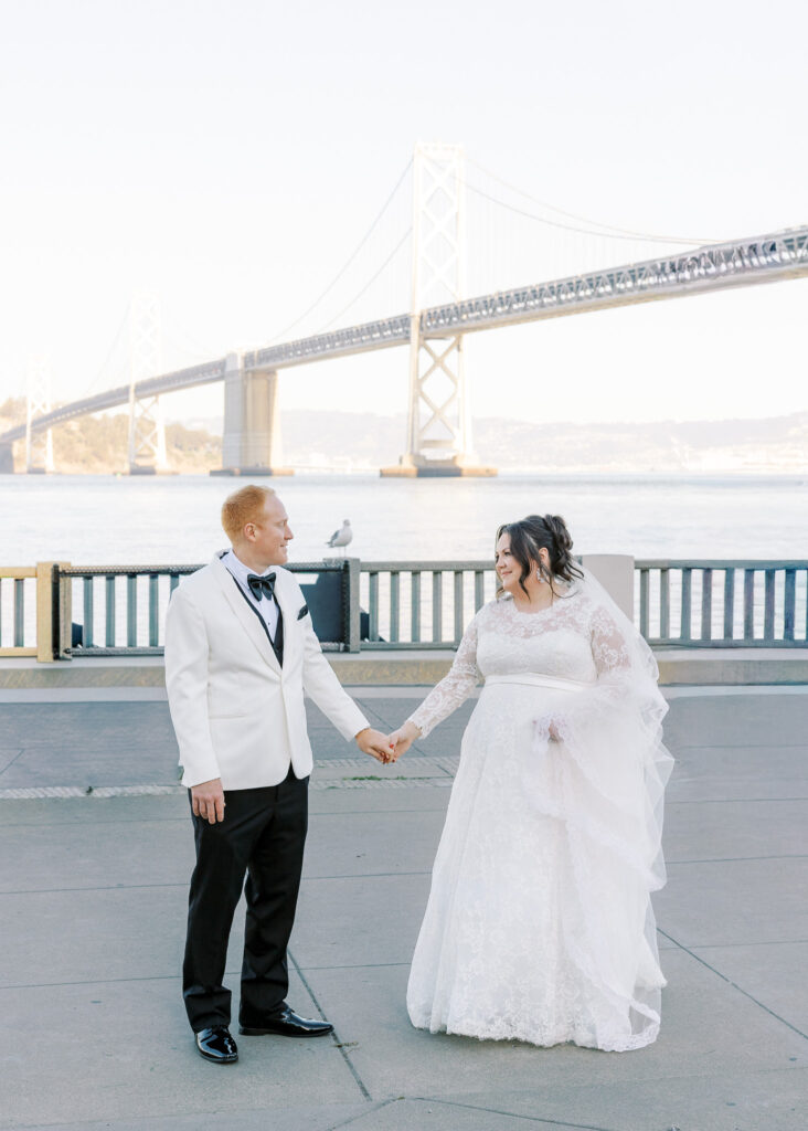 Couple sharing first-look moment captured by a luxury SF wedding photographer