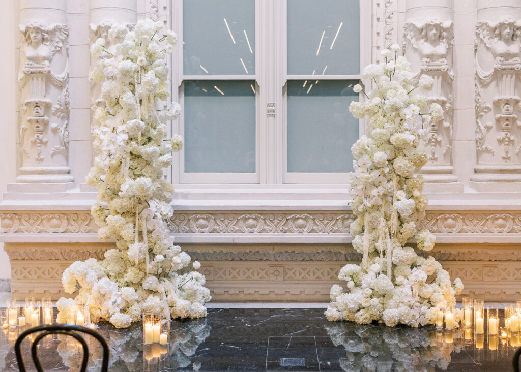 Luxury wedding reception décor at the Conservatory at One Sansome in San Francisco