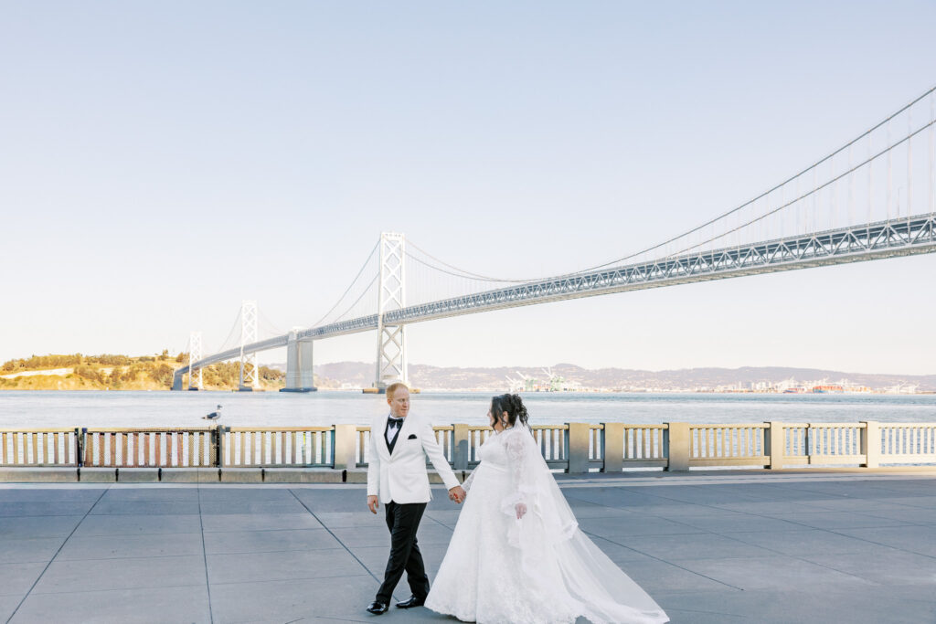 Couple sharing first-look moment captured by a luxury SF wedding photographer