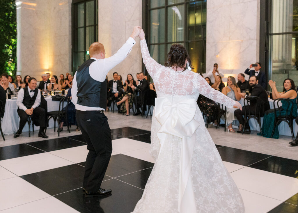 Bride and groom night photos at their luxury downtown San Francisco wedding