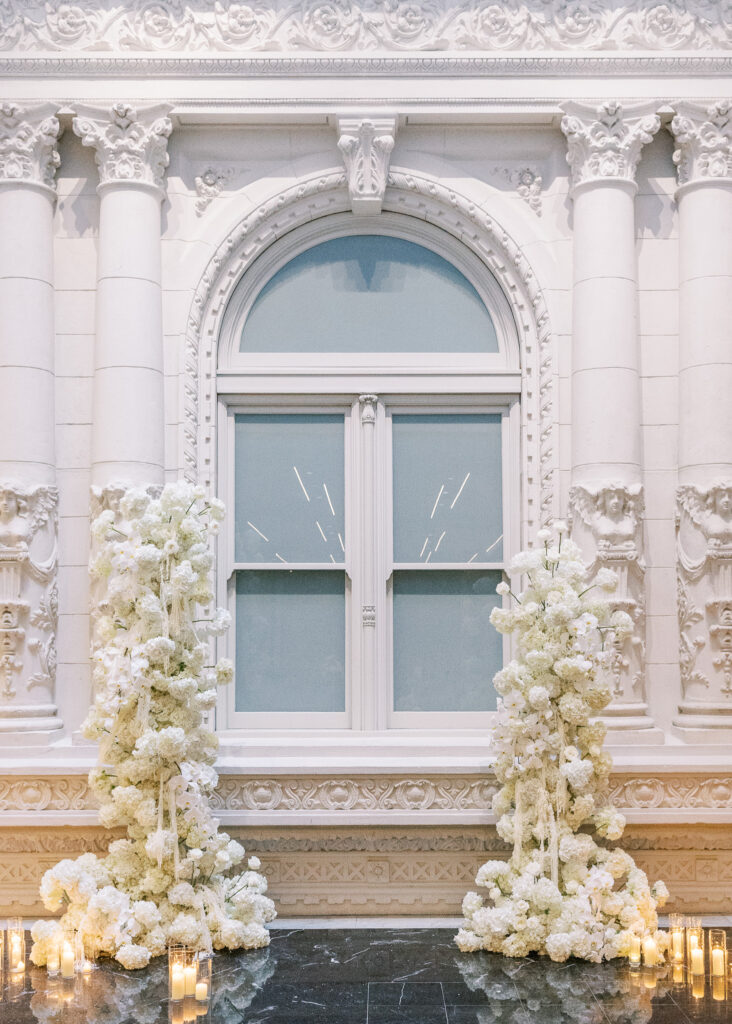 Luxury wedding reception décor at the Conservatory at One Sansome in San Francisco