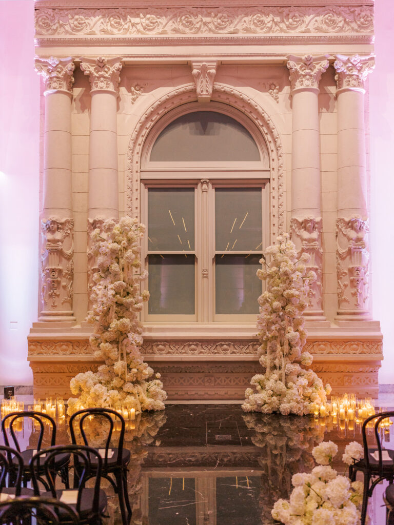 Luxury wedding reception décor at the Conservatory at One Sansome in San Francisco