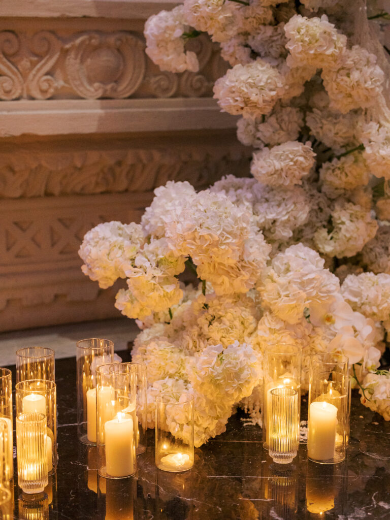 Luxury wedding reception décor at the Conservatory at One Sansome in San Francisco