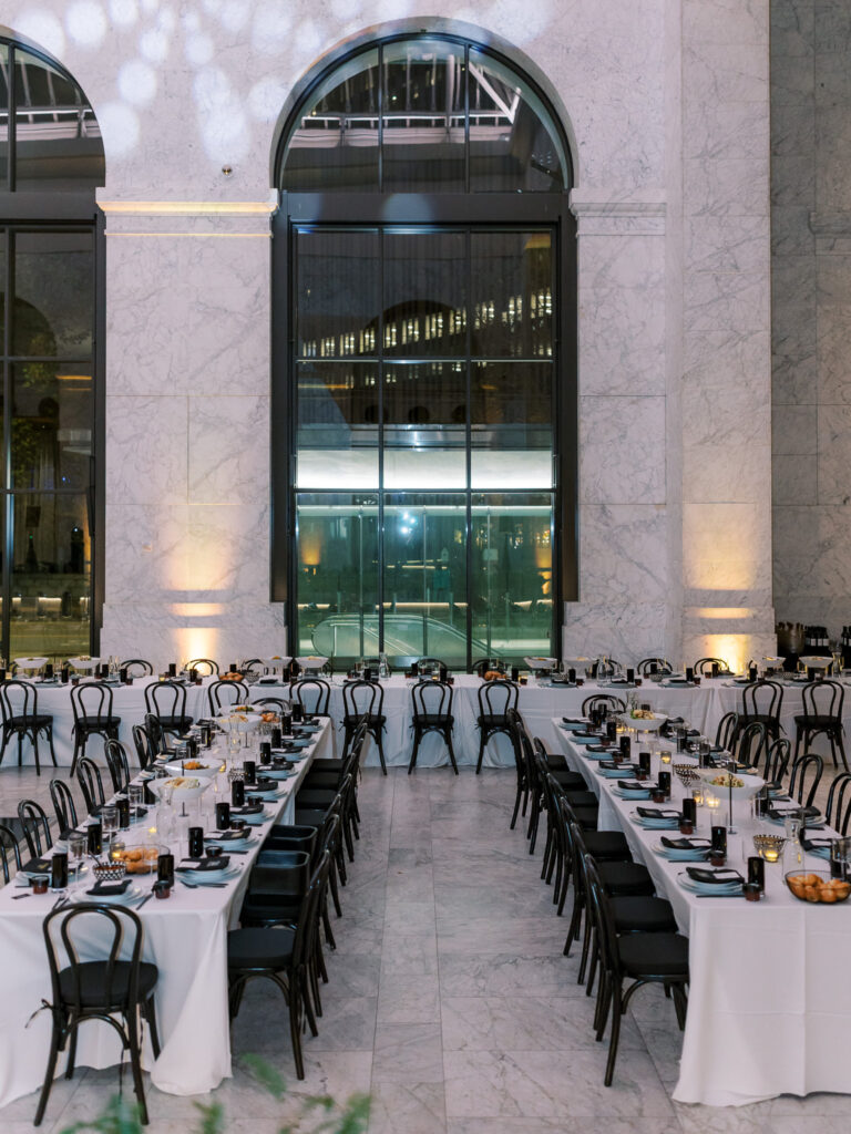 Luxury wedding reception décor at the Conservatory at One Sansome in San Francisco