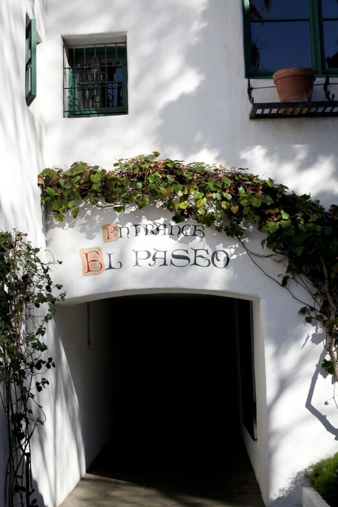 Hacienda-style courtyard reception at El Paseo Santa Barbara | Spanish Style Wedding Venues