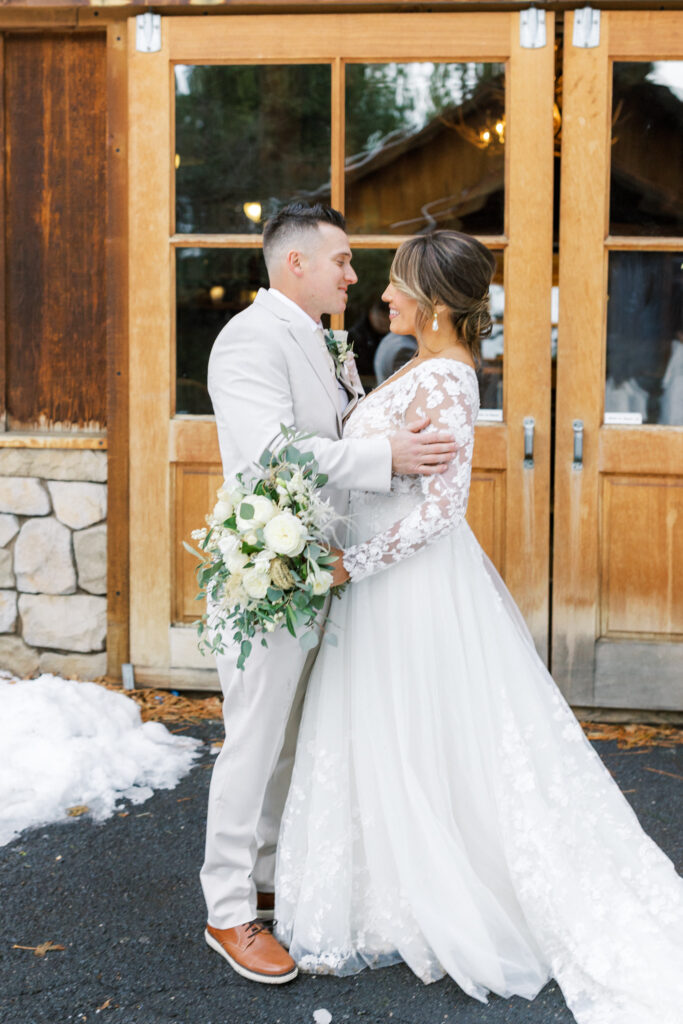 Yosemite forest wedding venue with rustic luxury cabins at Evergreen Lodge