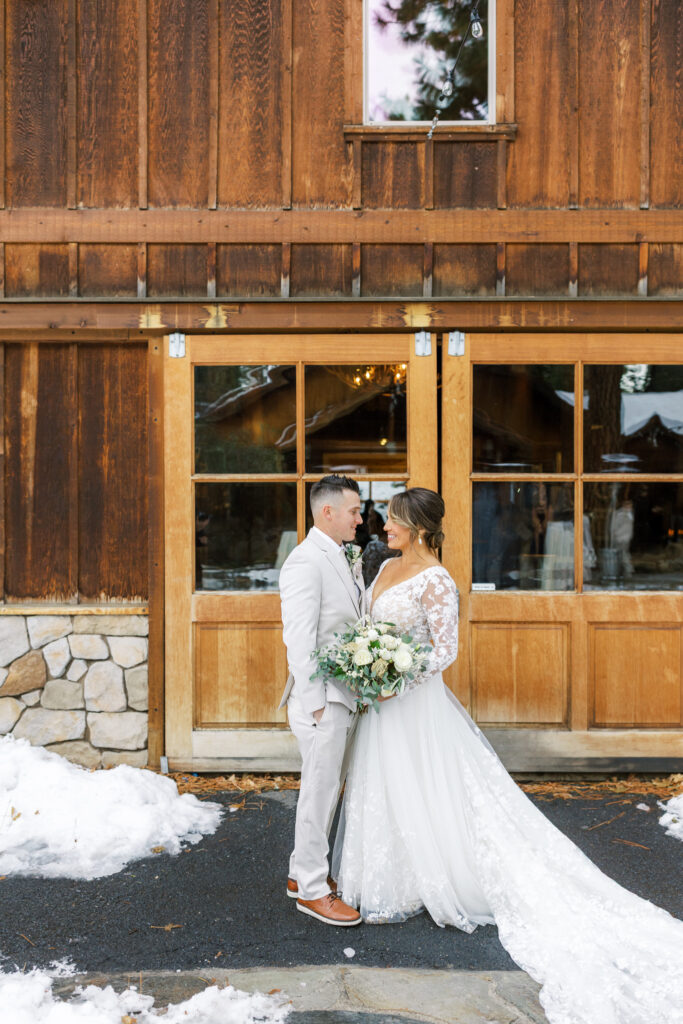 Yosemite forest wedding venue with rustic luxury cabins at Evergreen Lodge