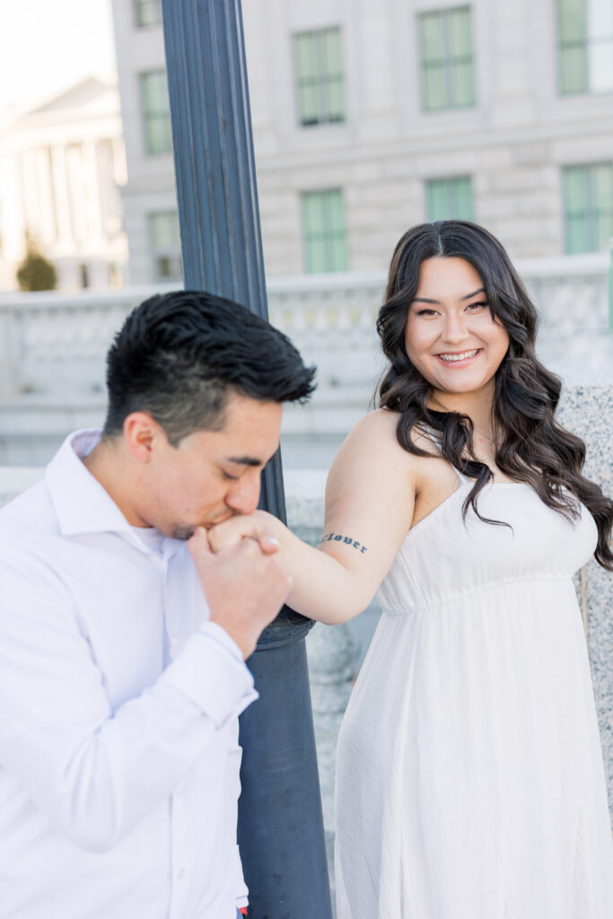 Utah engagement photographer classic Capitol architecture session