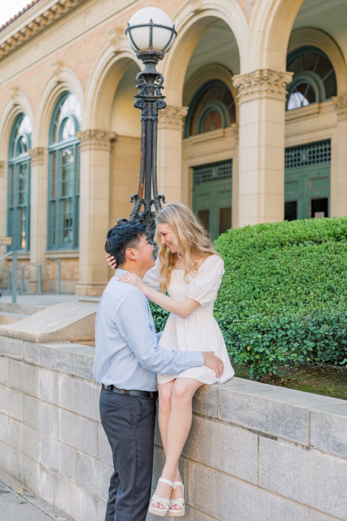 Timeless and elevated engagement session in classic architecture environment