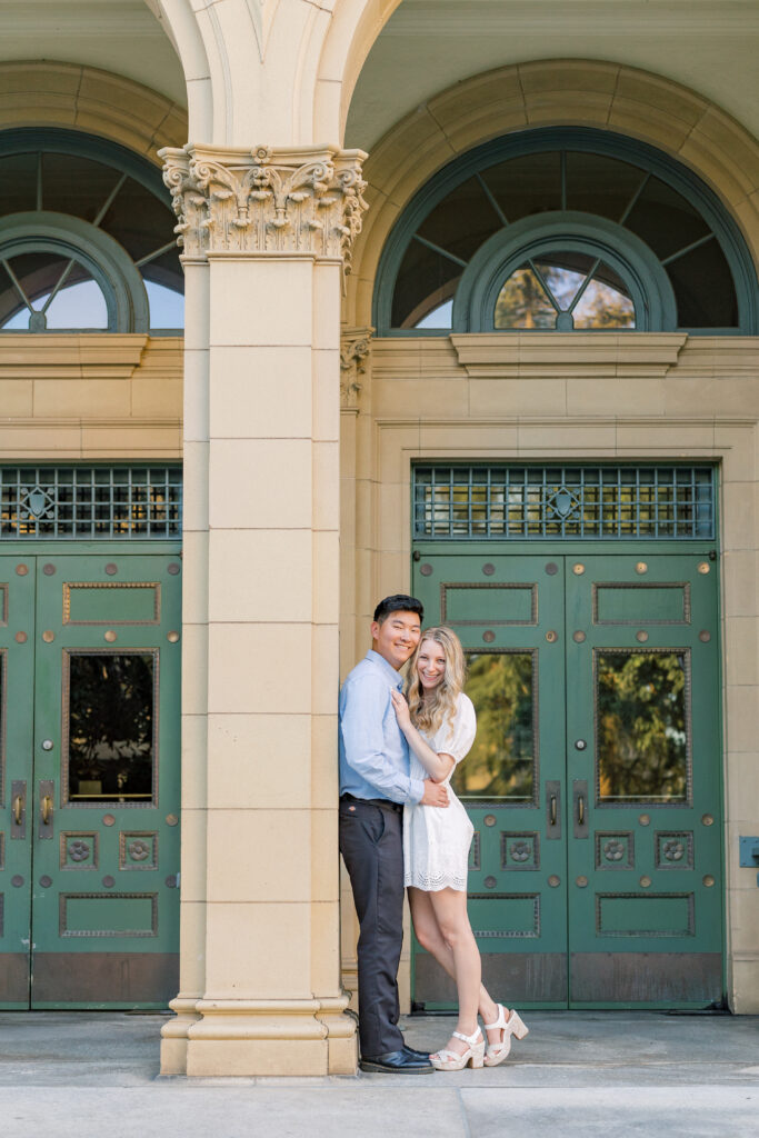 Timeless and elevated engagement session in classic architecture environment
