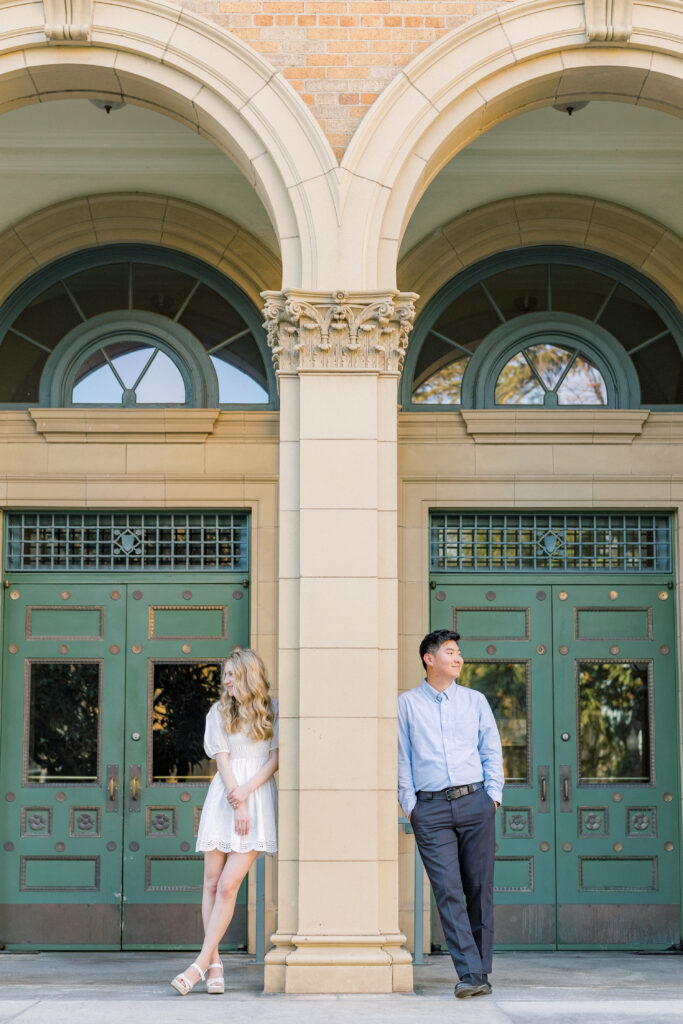 Timeless and elevated engagement session in classic architecture environment