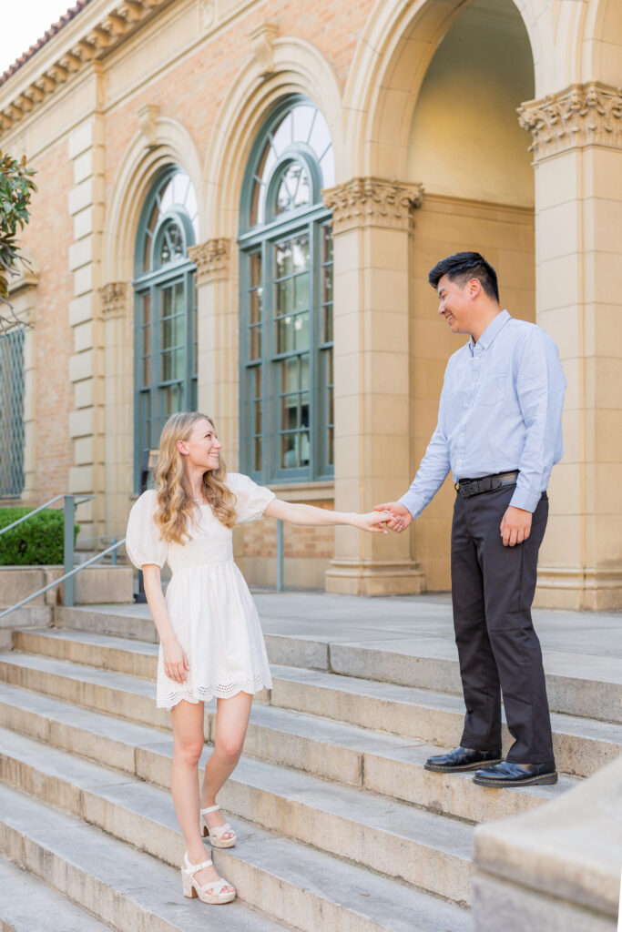 Timeless and elevated engagement session in classic architecture environment