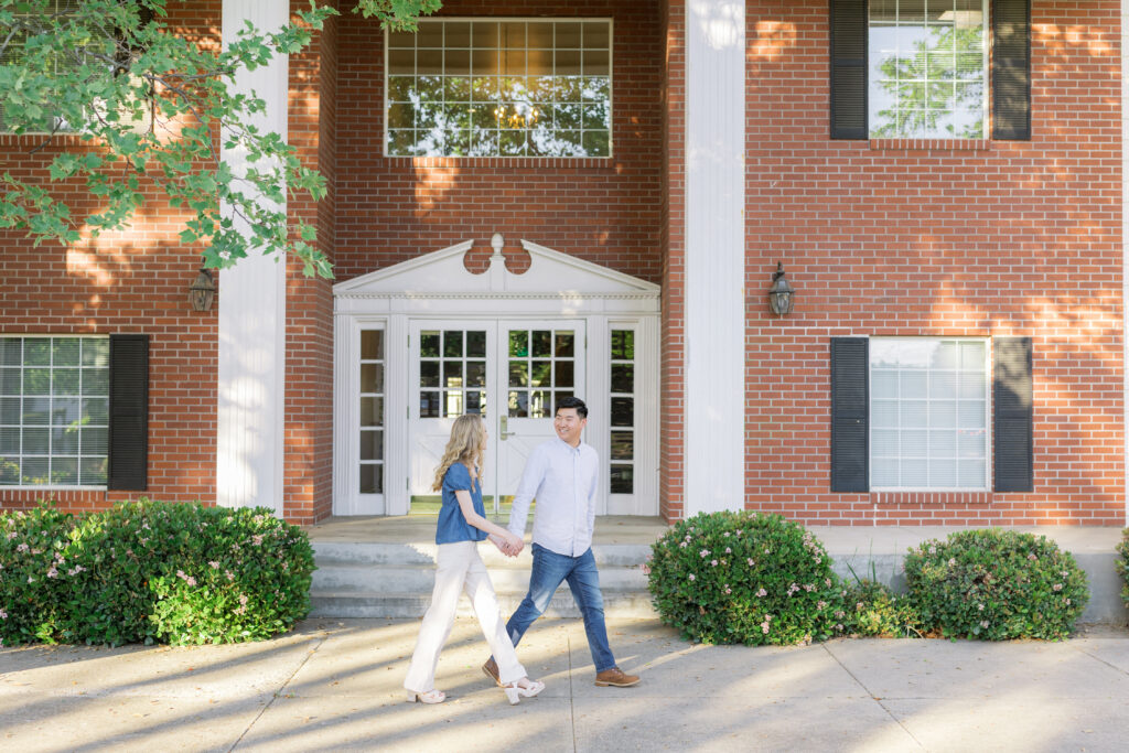 Timeless and elevated engagement session in classic architecture environment